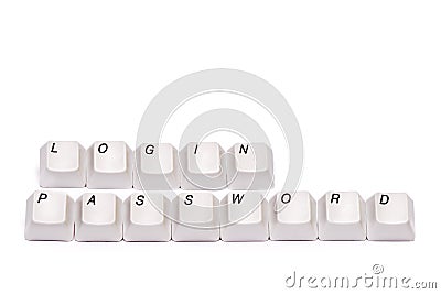 Letters collected from computer keypad buttons login password isolated Stock Photo