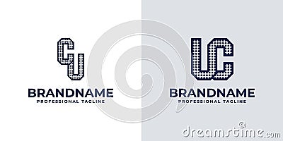 Letters CU and UC Dot Monogram Logo, Suitable for business with CU or UC initials Vector Illustration