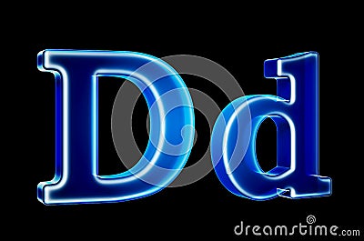 Letters D with hologram effect, 3D rendering Stock Photo