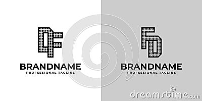 Letters DF and FD Dot Monogram Logo, Suitable for business with DF or FD initials Vector Illustration