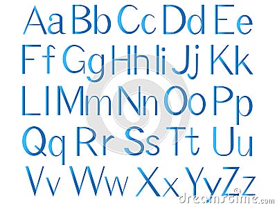 Letters of the english alphabet, blue color. Vector Illustration