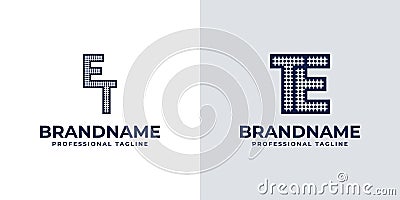 Letters ET and TE Dot Monogram Logo, Suitable for business with ET or TE initials Vector Illustration