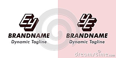 Letters EY and YE 3D Monogram Logo, Suitable for business with EY or YE initials Vector Illustration