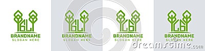 Letters GL and LG Greenhouse Logo, for business related to plant with GL or LG initials Vector Illustration