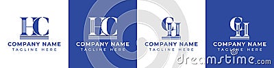 Letters HC and CH Pillar Logo Set, suitable for business with HC and CH related to Pillar Vector Illustration