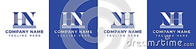Letters HN and NH Pillar Logo Set, suitable for business with HN and NH related to Pillar Vector Illustration