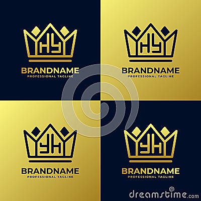 Letters HY and YH Home King Logo Set, suitable for business with HY and YH initials Vector Illustration