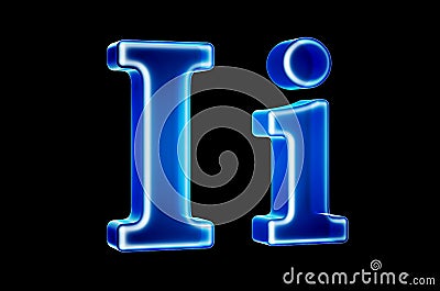 Letters I with hologram effect, 3D rendering Stock Photo