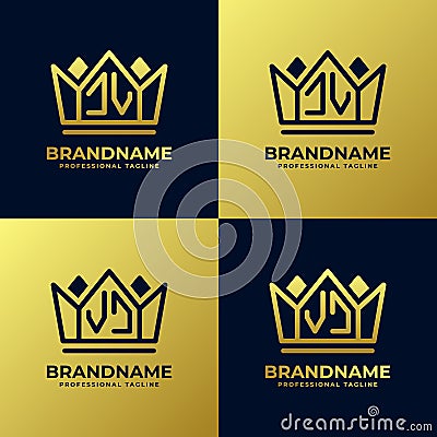 Letters JV and VJ Home King Logo Set, suitable for business with JV or VJ initials Vector Illustration