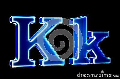 Letters K with hologram effect, 3D rendering Stock Photo