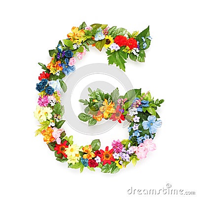 Letters of leaves and flowers Stock Photo