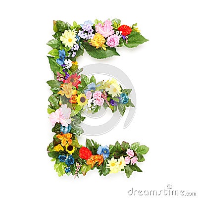 Letters of leaves and flowers Stock Photo