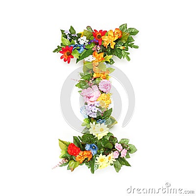 Letters of leaves and flowers Stock Photo