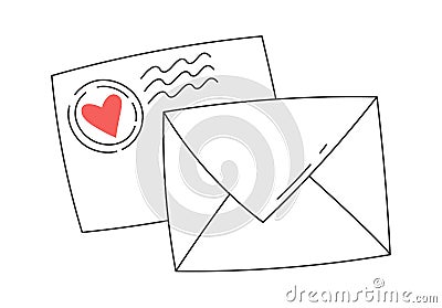 Letters line art Love message contemporary design Vector Illustration