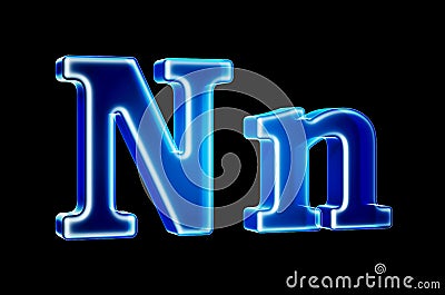 Letters N with hologram effect, 3D rendering Stock Photo