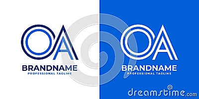 Letters OA Line Monogram Logo, suitable for business with OA or AO initials Vector Illustration