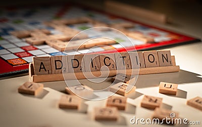 Letters Spell `ADDICTION` Editorial Stock Photo