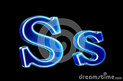 Letters S with hologram effect, 3D rendering Stock Photo