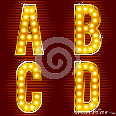 Letters for signs with lamps Vector Illustration