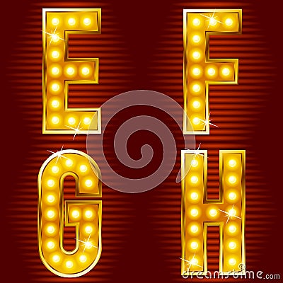 Letters for signs with lamps Vector Illustration