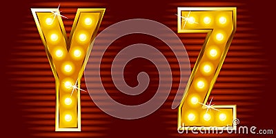 Letters for signs with lamps Vector Illustration