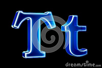 Letters T with hologram effect, 3D rendering Stock Photo