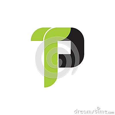 Letters tp linked curves geometric logo vector Vector Illustration