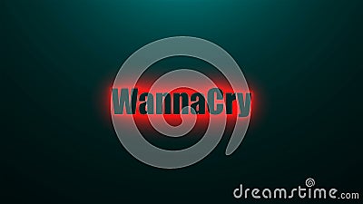 Letters of WannaCry text on background with top light, 3d render background, computer generating Stock Photo