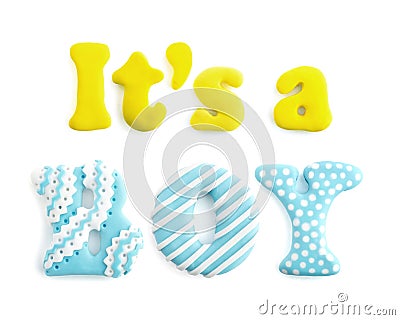 Letters word It`s a boy handicraft Stock Photo