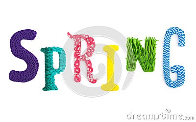 Letters word Spring handicraft Stock Photo