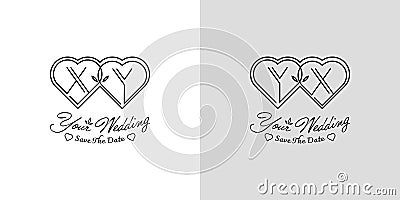 Letters XY and YX Wedding Love Logo, for couples with X and Y initials Vector Illustration