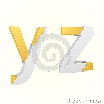 Font broken y and z Vector Illustration