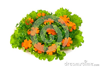 Lettuce and carrot cutting. Stock Photo