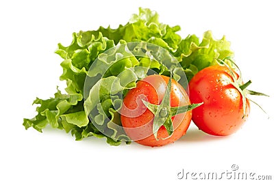 Lettuces salad with tomatoes Stock Photo