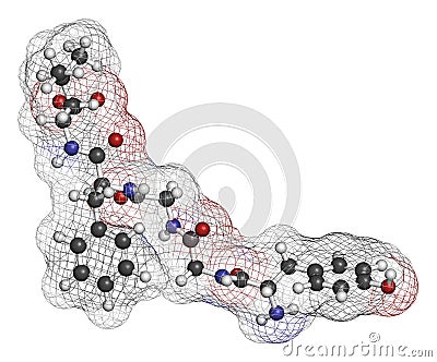 Leu-enkephalin endogenous opioid peptide molecule. 3D rendering. Atoms are represented as spheres with conventional color coding:. Stock Photo
