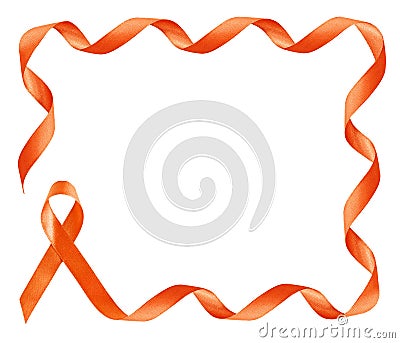 Leukemia Awareness Orange Ribbon frame Stock Photo