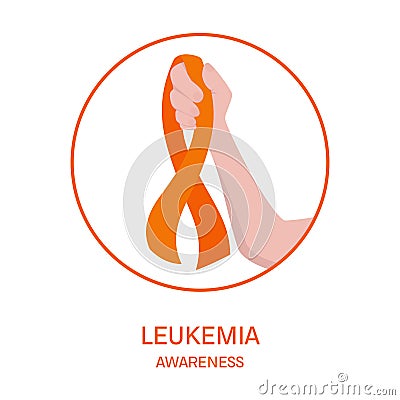 Leukemia awareness ribbon in hand medical illustration Vector Illustration