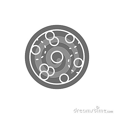 Leukemia, blood cells with cancer virus, oncology grey icon. Vector Illustration