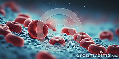 Leukemia Blood Cells Under Color Scanning Electron Micrograph Cartoon Illustration