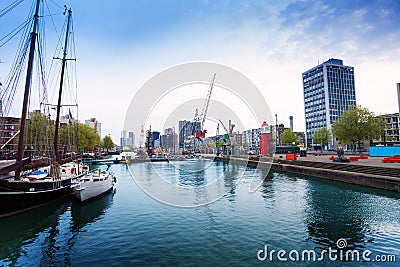 Leuvehaven embarkment in Rotterdam Stock Photo