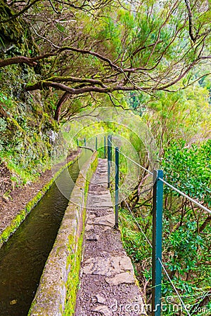 Levada das 25 fontes and levada do risco Stock Photo