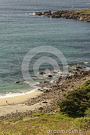 Levant coast, beach and sea st just cornwall Stock Photo
