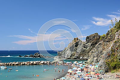 Vallesanta beach at summer. Levanto. Liguria. Italy Editorial Stock Photo