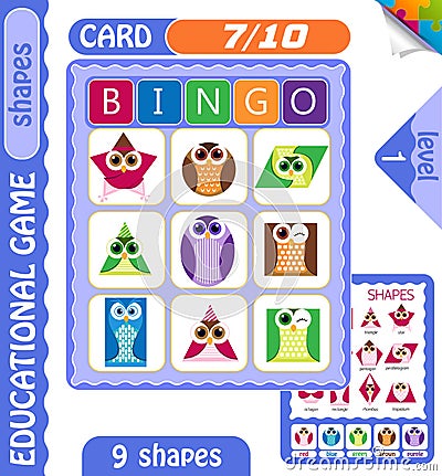 Level Bingo shapes owls 7 Cartoon Illustration