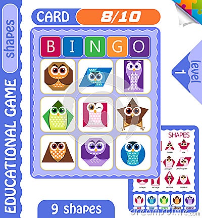 Level Bingo shapes owls 8 Cartoon Illustration