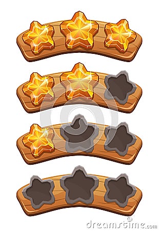 Level complete ranking banners with crystal stars Vector Illustration