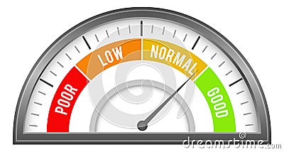 Level measure gauge. Control panel element. Score meter Vector Illustration