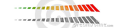 Level, progress bar, indicator. Low-high progression, guage, meter and scale. Benchmark, performance indication Vector Illustration