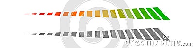 Level, progress bar, indicator. Low-high progression, guage, meter and scale. Benchmark, performance indication Vector Illustration
