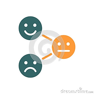 Level of satisfaction colored icon. Range to assess the emotions from positive to negative symbol Vector Illustration